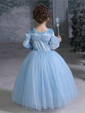 Light Up Cinderella Princess Long-Sleeve Dress Up Costume for Girls Halloween - UPORPOR - Bebehanna