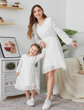 Long Sleeve V-neck Family Matching Dress - Bebehanna