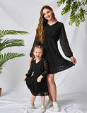 Long Sleeve V-neck Family Matching Dress - Bebehanna