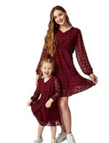 Long Sleeve V-neck Family Matching Dress - Bebehanna
