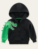 Eenarmig sweatshirt met dinosaurusprint en ritssluiting