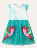 Parrot Appliqué Mesh Dress - Bebehanna