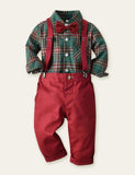 Plaid Shirt Overalls Set - Bebehanna