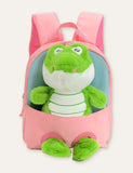 Sac à dos cartable en peluche poupée crocodile