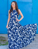 Porcelain Printed Long High Waist Family Matching Dress - Bebehanna