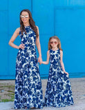 Porcelain Printed Long High Waist Family Matching Dress - Bebehanna