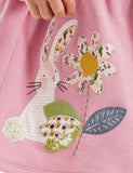 Rabbit Flower Appliqué Long Sleeve Dress - Bebehanna