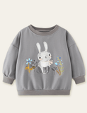 Sweat-shirt à manches longues imprimé lapin