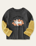 Camiseta de manga comprida com estampa de urso esfarrapado
