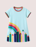 Rainbow Pencil Appliqué Dress - Bebehanna