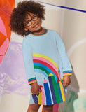 Rainbow Pencil Appliqué Long Sleeve Dress - Bebehanna