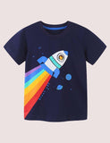 T-Shirt mit Regenbogen-Raketen-Print