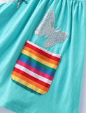 Rainbow Sequined Unicorn Butterfly Long Sleeve Dress - Bebehanna