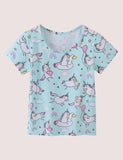 T-shirt imprimé licorne arc-en-ciel