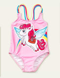 Maillot de bain une pièce licorne arc-en-ciel