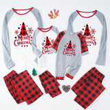 Red Plaid Christmas Tree Printed Family Matching Pajamas - Bebehanna