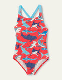 Red Shark Cross-back Swimsuit - Bebehanna