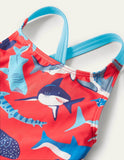 Red Shark Cross-back Swimsuit - Bebehanna