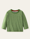 Round Neck Striped Long Sleeve T-shirt - Bebehanna