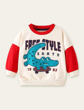 Skateboard Krokodil Appliqué Sweatshirt