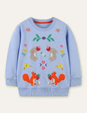 Squirrel Rabbit Appliqué Embroidered Sweatshirt - Bebehanna
