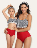 Gestreift gedréckt Famill passende Swimsuit