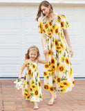 Zonnebloemfamilie bijpassende jurk