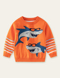 Sunglasses Shark Cartoon Sweater - Bebehanna