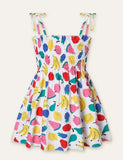 Toddler Girl Floral Fruit Full Printed High Waist Spaghetti Strap Dress