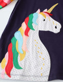 Unicorn Appliqué Long Sleeve Dress - Bebehanna