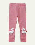 Gestreifte Leggings mit Einhorn-Applikation