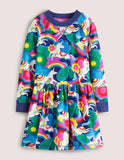 Unicorn Printed Jersey Sweatshirt Dress - Bebehanna