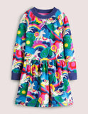 Robe sweat en jersey imprimé licorne