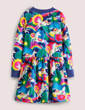 Unicorn Printed Jersey Sweatshirt Dress - Bebehanna