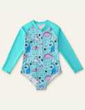 Unicorn gedréckt Long Sleeve Swimsuit