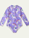 Unicorn Printed Long Sleeve Swimsuit - Bebehanna