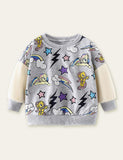 Sweat-shirt imprimé licorne arc-en-ciel