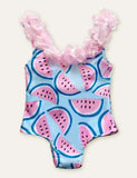 Badeanzug mit Wassermelonen-Print und Blumenmuster