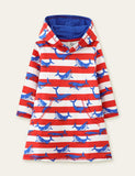 Whale Printed Striped Hooded Dress