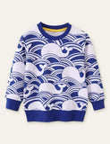 Whale Wave trykt sweatshirt