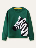 Casual sweatshirt met zebraapplicatie
